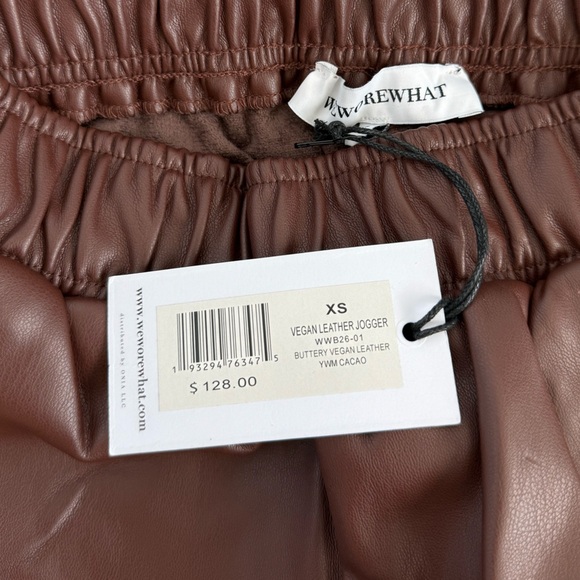 WeWoreWhat Vegan Buttery Leather Joggers Cacao | X-Small - Picture 4 of 4